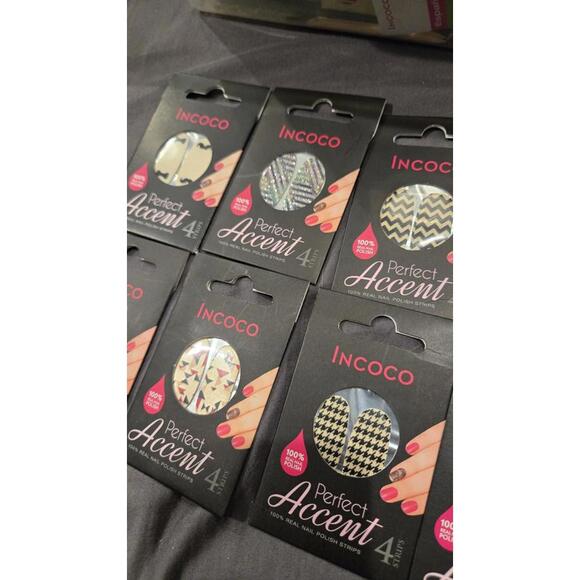 Incoco nail polish strips LOT Of 10 Perfect Accent Packs New Nip - Picture 3 of 4